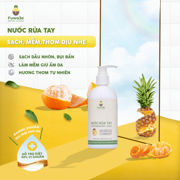 Nước Rửa Tay dạng bọt Fuwa3e (Hương Quýt) - 300ml - Ảnh 3