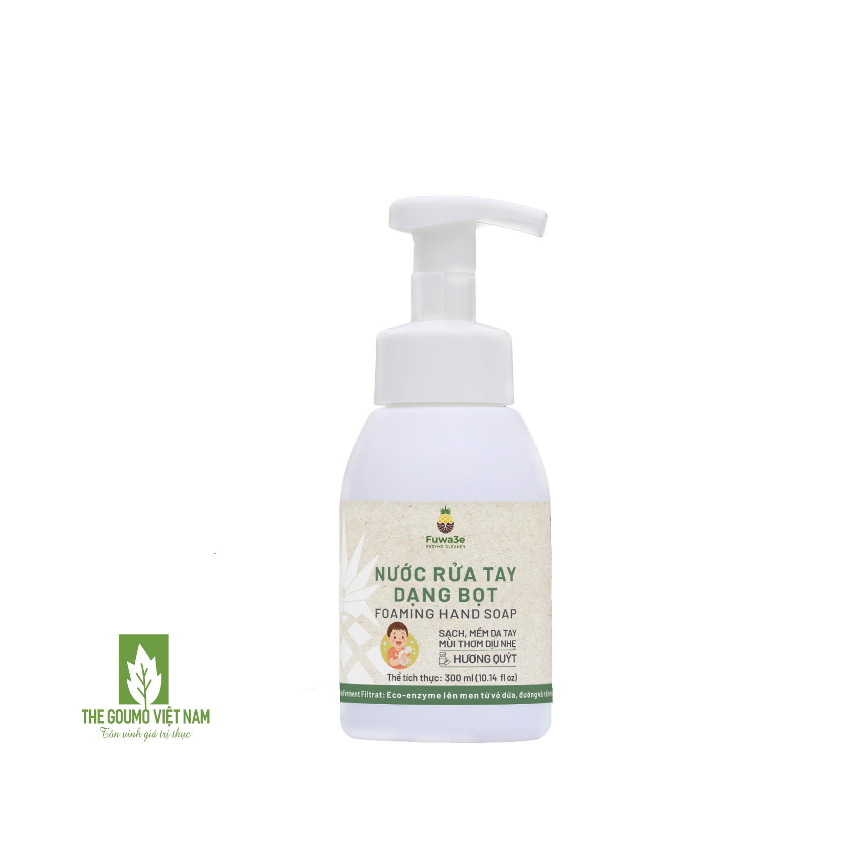 Nước Rửa Tay dạng bọt Fuwa3e (Hương Quýt) - 300ml