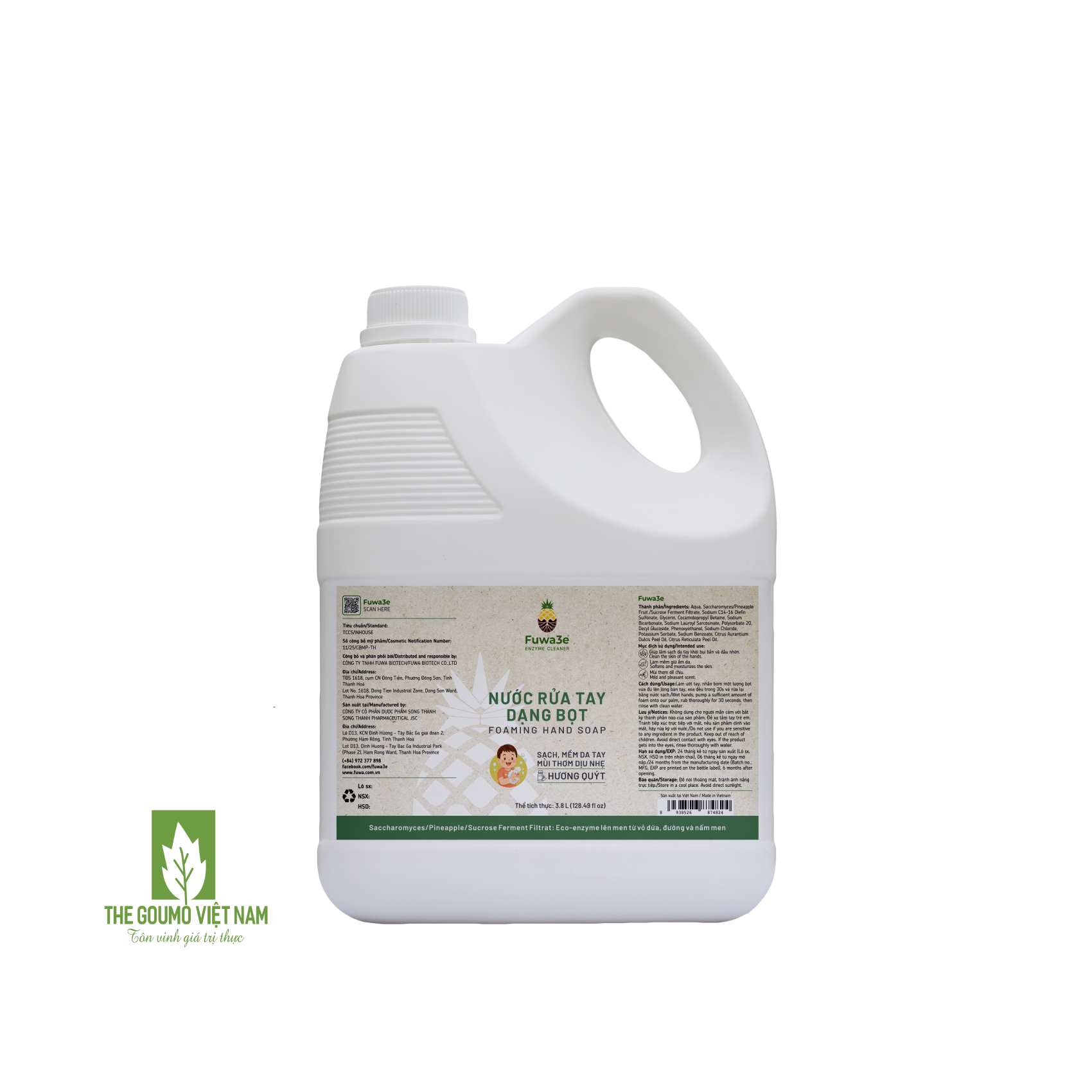 Nước Rửa Tay dạng bọt Fuwa3e (Hương Quýt) - 3800ml