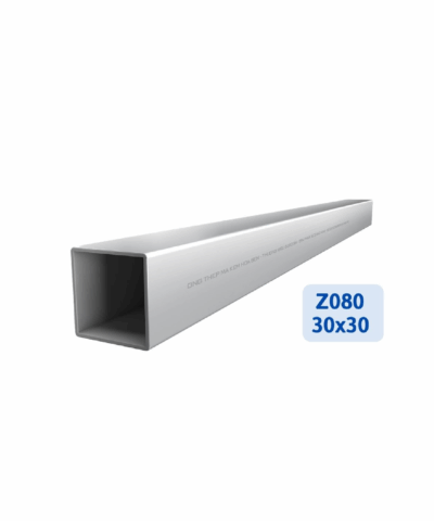Thép hộp mạ kẽm Z080: 30mmx30mmx1.10mmx6.0m
