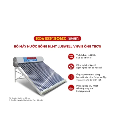 Bộ máy nước nóng năng lượng mặt trời LUSWELL VNVIE ống trơn 16 ống: 160L