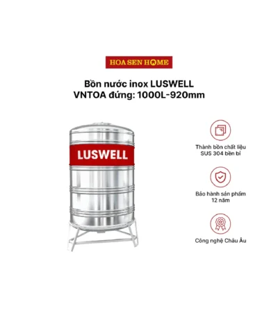 Bộ bồn nước INOX LUSWELL VNTOA đứng: 1000L-920mm