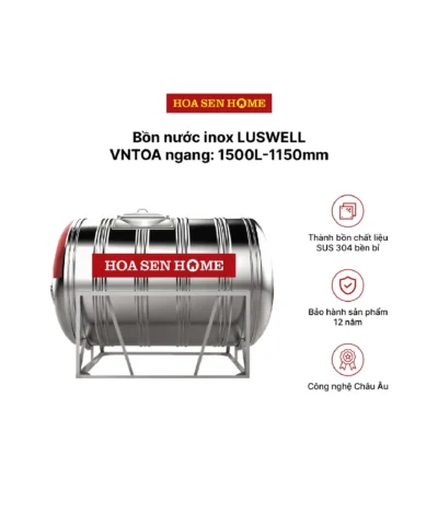 Bộ bồn nước INOX LUSWELL VNTOA ngang: 1500L-1150mm