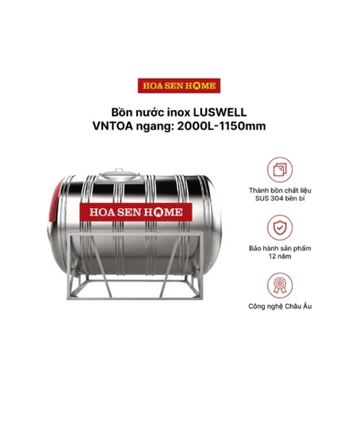 Bộ bồn nước INOX LUSWELL VNTOA ngang: 2000L-1150mm