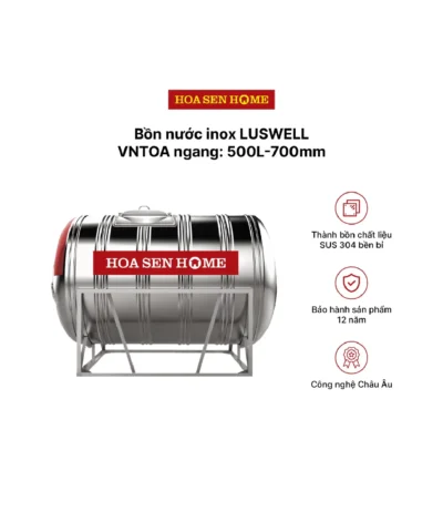 Bộ bồn nước INOX LUSWELL VNTOA ngang: 500L-700mm